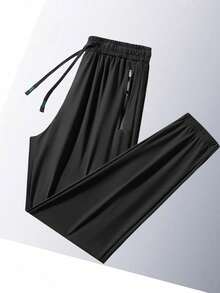 1Pc Women Lightweight Loose Joggers Pants With Pockets, Casual Drawstring Waist Elastic Trousers Suitable For Summer, Solid Color Tights