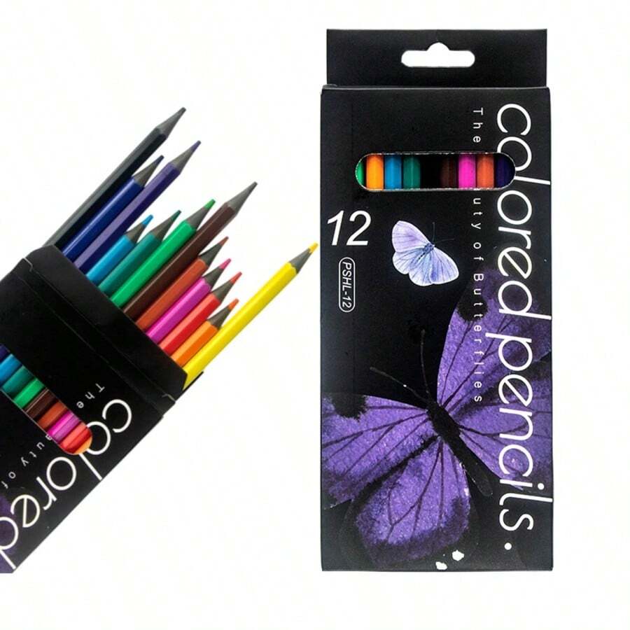 Set de 12 creioane colorate din lemn, potrivite pentru familie și prieteni, creioane colorate din lemn pentru desen, potrivite pentru cărți de pictură și colorat pentru adulți, pasionați de desen, schiță, convenabile pentru transport în aer liber, cadou excelent pentru prieteni