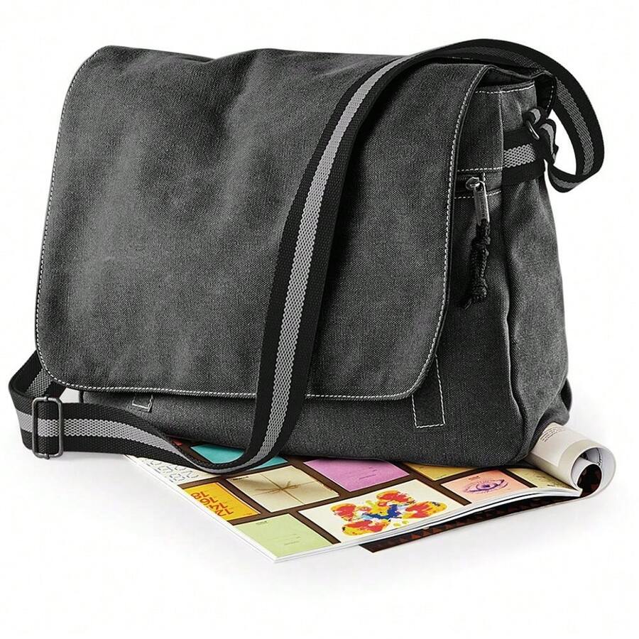Quadra Vintage Canvas Despatch Bag 14 Litres (Vintage Black) - 黑色 - 查看 1
