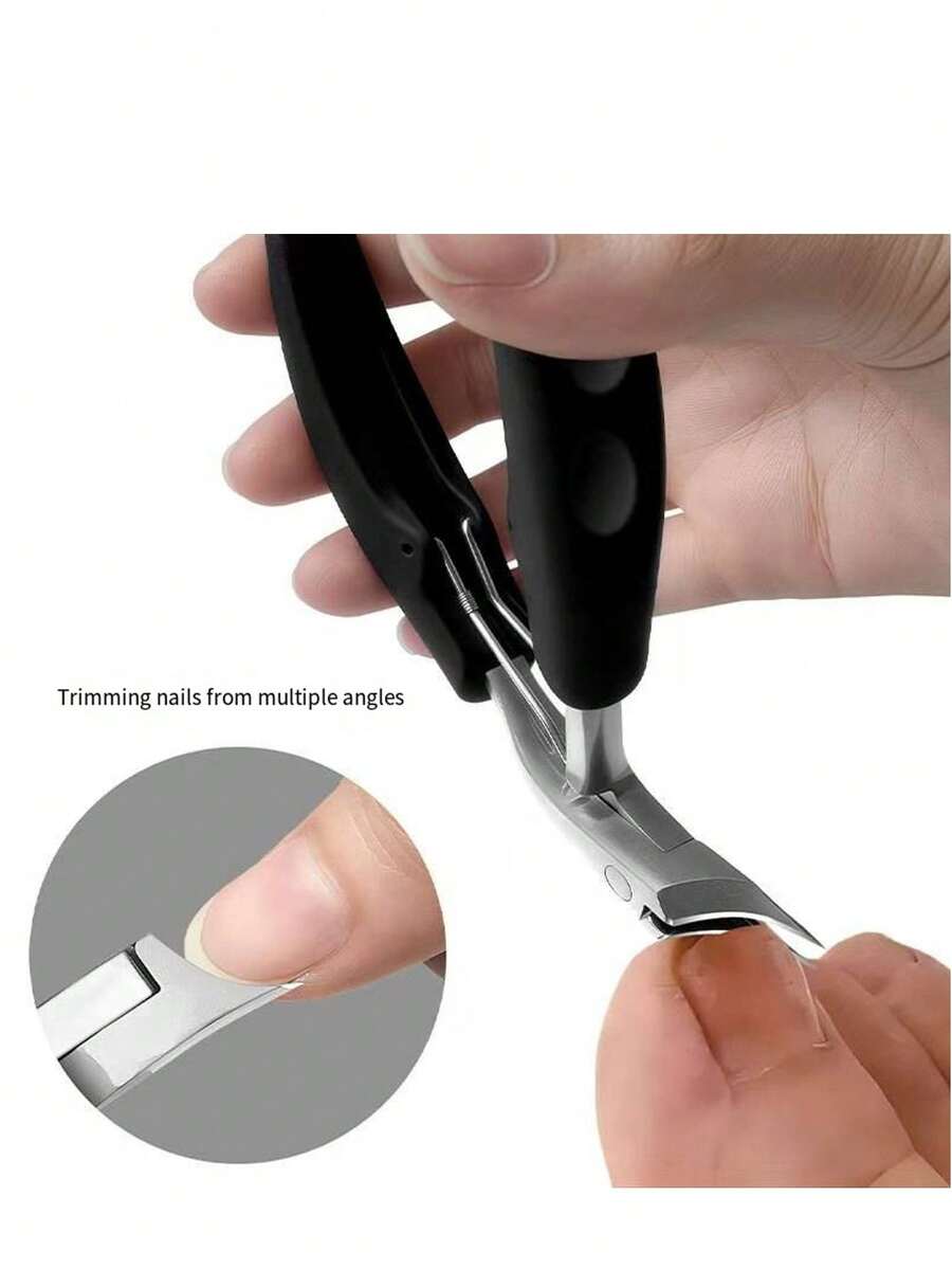 1pc Curved Tip Nail Clipper, Angled Nail Scissors, Suitable For Thick Nails Trimming, For Adults And Elderly, Precision Toenail Trimmer - Wide Mouth, Straight Blade Fit For Thick Nails, Odorless Foot Care Tool - Multicolor - View 1