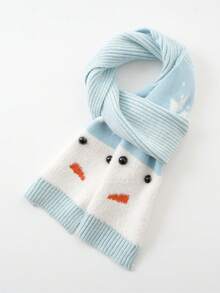 1pc Women's Cute Snowman Knitted Scarf, Multi-Color, Warm And Cozy For Autumn/Winter, Suitable For Students