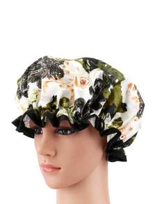 1 pieza Gorro de ducha de doble capa a la moda y resistente al agua, con estampado, adecuado para uso diario de mujeres