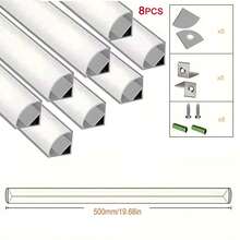 10 pezzi /8 pezzi /6 pezzi /4 pezzi Supporto per strisce LED a canale in alluminio a forma di V, sistema di clip di montaggio per strisce LED, barra luminosa, lampada per mobile, auto (senza strisce luminose)