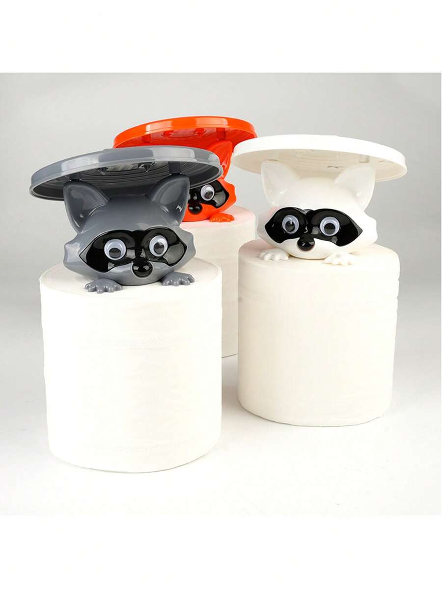 حامل ورق التواليت على شكل الراكون - ديكور حمام مطبوع ثلاثي الأبعاد مضحك، مقاوم للماء والرطوبة - هدية حيوان فريدة للمحبين للحيوانات الأليفة