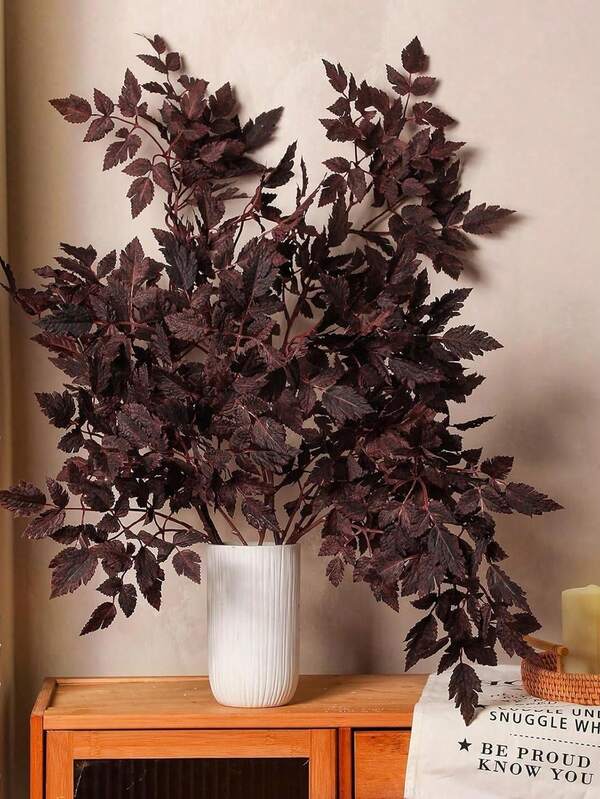 1 Pack Artificial Cimicifuga Plant Leaf Spray Faux Plum Cimicifuga Ramosa Leaf Branch Faux Fall Spray Silk Plants For Home Vase Wedding Garden Farmhouse Table Mantel Decor ,Indoor Outdoor Thanksgiving Christmas Decoration Party Decor Home Decor Christmas Decorations Room Decor