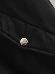 Women's Black Bomber Jacket Front Zip Pockets Long Sleeve Casual Warm Coat For Fall Winter - Black - View 9