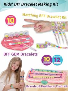 1 set kit de confecționare brățări fete, set de țesut manual DIY, set de autocolante cu perle, război de țesut brățări în formă de inimă, război de țesut brățări cu diamante, arte și meșteșuguri, meșteșuguri pentru confecționarea brățărilor cu mărgele, autocolante cu diamante și cristale, brățară DIY cu mărgele, meșteșuguri pentru fete, instrumente de țesut, cadou pentru fete cu vârsta cuprinsă între 6 și 12 ani, cadou de Crăciun/zi de naștere/Halloween, potrivit pentru fete peste 6 ani
