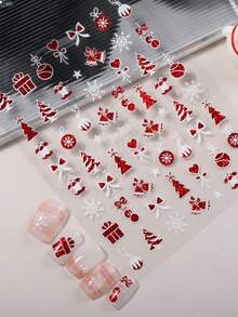 Christmas Series Nail Stickers Flat With Back Glue Cartoon Christmas Snowman Reindeer Nail Stickers Accessories