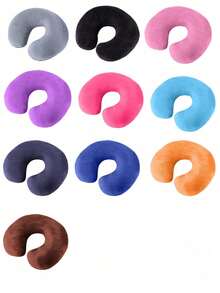 充气枕头，1 件旅行枕颈枕飞机枕旅行汽车家庭办公室旅行颈部飞行枕按扣带柔软套，U 型颈枕便携式学生成人枕垫，在学习或乘车、办公室或其他旅行时支撑颈部并保护颈椎，邮递员必备 - 彩色 - 查看 5