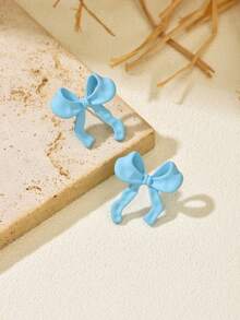 1 Pair Classic Elegant Bow Stud Earrings For Women, Suitable For Dates, Parties, Vacations, Casual Wear, A Great Gift For Mom Or Girlfriend