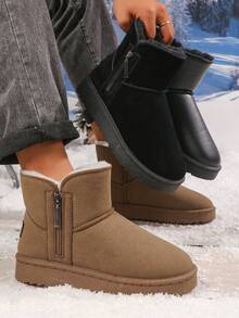 男士雪地靴，保暖加厚防滑防寒舒适冬季雪地靴 - 黑色 - 查看 9