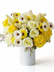 1/3 Bunga Buatan, Mawar Sutra, Daisy, Buket Dandelion, Cocok untuk Pernikahan, Dekorasi Rumah, Pesta, Hiasan Meja. - Kuning - View 4