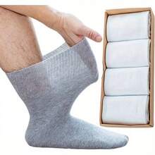 4-Pack Diabetic Crew Socks - Women & Men Loose Top Socks - Extra Wide Non-Binding Top, Elastic Opening For Easy On/Off - Neuropathy And Peripheral Neuropathy Care - Soft Breathable Fabric - Swollen Feet, Edema, Toe Bone - Elderly, Pregnant, Post-Surgery - Unisex - Everyday & Special Occasions - Value Pack, Elderly Footwear, Comfortable Fit, Durable Construction, Shoes, Elderly Care - Multicolor - View 5