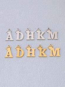 3pcs Stainless Steel Initial Letter Pendant Findings 18K Gold Plated A-Z Crown Letters Charms Pendant For DIY Jewelry Making Supplies Accessories