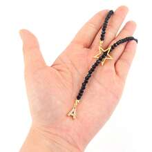 1pc Gold Letter & Star Crystal Beaded Necklace (For Women) - Golden Stars - View 3