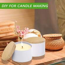 50pcs Rose Gold Metal Candle Tins, 4oz Candle Jars With Wood Grain Lids - Portable Empty Containers For DIY Candle Making And Storage, Ideal Gifts For Easter, Thanksgiving, Christmas, Includes 6 Empty Candle Tins, 6 Candle Holders, 18 Candle Wicks And 20 Stickers