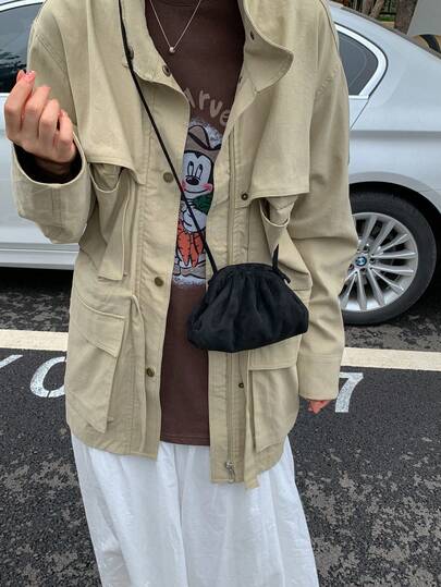 Mini Women's Cloud Shoulder Bag, Matte Small Crossbody Bag, Korean Fashion Handbag, Black Purse, Lipstick Bag