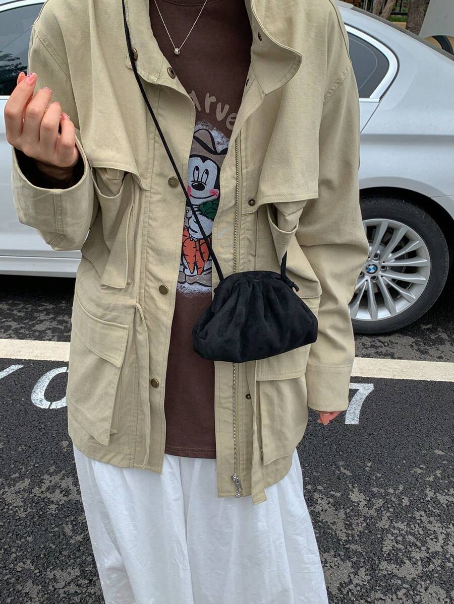 Mini Women's Cloud Shoulder Bag, Matte Small Crossbody Bag, Korean Fashion Handbag, Black Purse, Lipstick Bag - Black - View 1