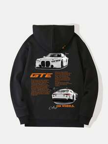 K-GLORY Racing Enthusiast Essential! Men's Casual Racing Culture Element Print Hoodie Sweatshirt, Autumn/Winter - Black - View 5