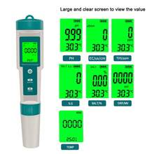 7 En 1 Probador PH Agua Potable Digital LED Detector Pantalla Para Estanque Hidropónico Y Líquido Tester Multifuncional Portátil Alta Precisión Potable Dispositivo TDS/CE/Salinidad/ORP/SG/Temperatura - Verde y blanco - Ver 5