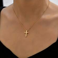 1 Piece Of Gold Simple Fashion Cross Necklace - Golden - View 2