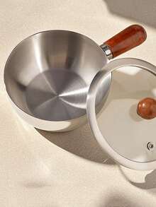 1pc Stainless Steel Cooking Pot, Household Noodle Pot, Kitchen Tool, Chocolate Melting Pot, Butter Pot, Mini Soup Pot