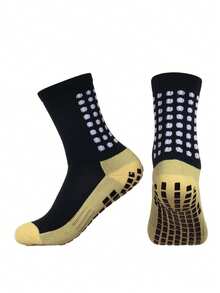 4 Pairs Men's Football/Basketball Socks With Anti-Slip Grip Pads, Suitable For Sports