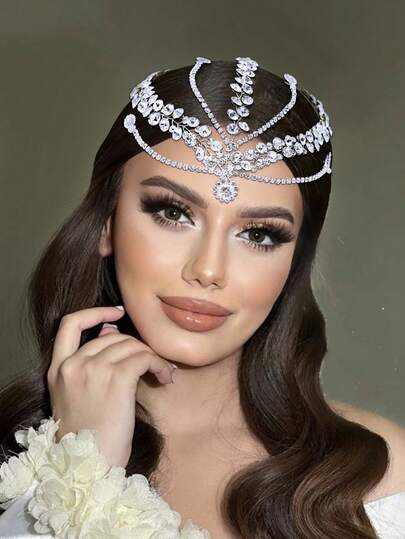 1pc Shiny And Fashionable Women's Headpiece, Rhinestone Headband, Forehead Pendant, Bridal Headpiece, Light Luxury Wedding Accessories, Wedding Photography Banquet Hair Accessories, Souvenirs, White Hair Accessories, Spring And Summer Hair Accessories