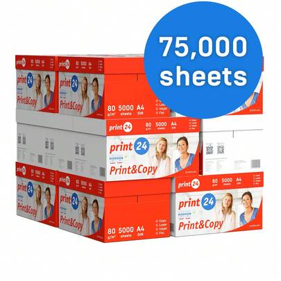 Print24 Printer Paper Copier Paper 75000 Sheets 150 X 500 A4 80g Premium White Test Winner PEFC