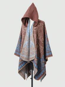 1pc Jacquard Knit Shawl Scarf Poncho Cape Cardigan - Multicolor - View 11