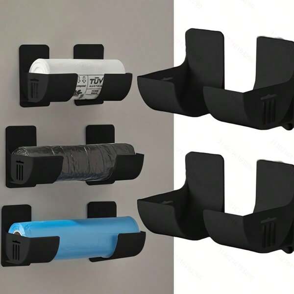 4 Packungen Wandmontierter Plastiktüten-Spender, Einfach zu installierender Müllbeutel-Organizer, platzsparend - geeignet für Küchenschränke, ohne Bohren erforderlich, Plastiktüten-Halterung, Mehrzweck-Kunststoff-Aufbewahrungsbox mit Seitenbügeln für Folie, Müllbeutel und mehr - platzsparendes Design, geeignet für Schränke und Kühlschränke