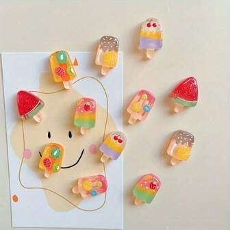 12pcs/6pcs/3pcs Refrigerator Magnet Fruit Ice Cream Popsicle Strawberry Watermelon Simulation Food Play Home Decoration DIY Magnet