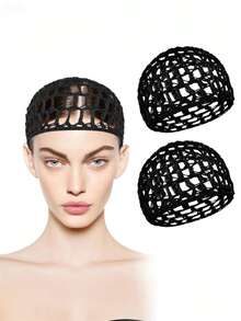 3/2/1 PC Black Hair Nets Cap Mesh Crochet Hair Net, Rayon Knit Snood Mesh Wig Caps, For Women Students Sleeping Hairnet, Christmas, Thanksgiving, Fall Winter Hair Accessories, For Daily Back To School Use Green Black Purple Blue Pink Mix Colors