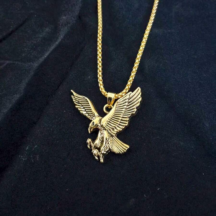 1 Stück Neuer europäischer & amerikanischer Stil Goldener Adler Anhänger Halskette, personalisierter Alltagsschmuck für Männer