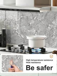 1 件浅灰色光面大理石纹厨房防油贴纸，耐热、防水、防霉瓷砖墙纸，自粘橱柜墙贴花，台面翻新大理石纹理膜 - 淺灰色 - 查看 10