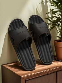 Home Bathroom Anti-Slip Slippers, Couple Casual Soft-Soled EVA Cooling Slippers, Anti-Slip, Anti-Odor And Waterproof Bathroom Bathing Slippers - Black - View 3