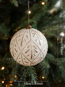 1pc Christmas Ball Ornaments White And Gold Rustic Christmas Ball Ornaments 4'' Vintage Christmas Tree Decorations Large Shatterproof Neutral Farmhouse Luxury Xmas Ornaments For Christmas Tree Home Decor - Multicolor - View 17