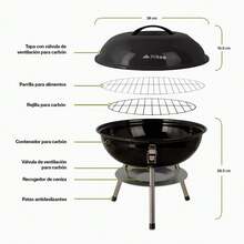 HIKEO Asador de Carbón Portátil 36 de Diámetro con Tapa, Parrilla para Carne Asada para Jardín, Camping, Picnic, Patio, Parrillada o Playa, Grill de Acero para Exteriores, Fácil de Limpiar RPUD - 1 - Ver 8