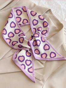 4件套紫色真丝围巾和花卉图案发带，优雅配饰，适合日常和节日佩戴，女士头巾，保暖发带，女士围巾 - 彩色 - 查看 5