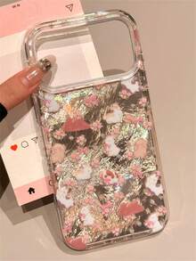Cute Floral Rabbit Phone Case, Compatible With IPhone 17 Pro Max, 16 Pro Max, 15 Pro Max, 14 Pro Max, 13 Pro Max, 12 Pro Max, 17 Pro, 16 Pro, 15 Pro, 14 Pro, 13 Pro, 12 Pro, 16, 15, 14, 12, 13, 11, Fashionable Soft Shock-Proof Protective Back Cover - Floral Bunny - View 2
