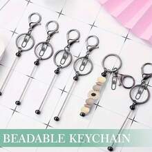 Bộ 16 móc khóa hạt cườm rỗng, phụ kiện tự làm móc khóa hạt cườm bằng hợp kim kẽm, thích hợp để làm mặt dây chuyền, móc khóa tự làm và quà tặng trang sức. - Bộ móc khóa (dây chuyền) - Xem 7