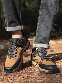 Men's Hiking Shoes, 2025 New Model, Suitable For All Seasons, Available In Large Size 46, Retro Suitable For Outdoor, Construction Site, Work, Safety Features: Anti-Puncture, Anti-Crush, Thick Sole, Non-Slip, Wear-Resistant, PU Leather, Waterproof, Oil-Proof, Low-Top, Lace-Up, Soft Sole, Comfortable Outdoor Hiking Shoes