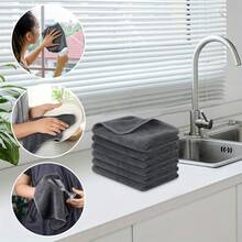 10pcs Grey Microfiber Cleaning Cloths 9.8"X9.8" | Super Durable, Quick Drying, Super Absorbent & Lint-Free | Ideal For Kitchen, Bathroom, Household Cleaning