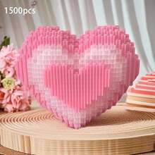 2025 New Heart-Shaped Building Blocks, Heart-Shaped Puzzle Toy For Proposal, Flower Bouquet & Teddy Bear Assembly Model, Valentine's Day Proposal Gift, Girlfriend Birthday Gift, Christmas Surprise Gift - Multicolor - View 11
