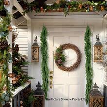 1 قطعة إكليل صنوبر نورفولك اصطناعي ذو ملمس طبيعي مع كرمة خضراء، إكليل صنوبر شتوي اصطناعي، إكليل أخضر اصطناعي للطاولة والمدفأة والجدران للاستخدام الداخلي والخارجي، ديكور منزلي لعيد الميلاد