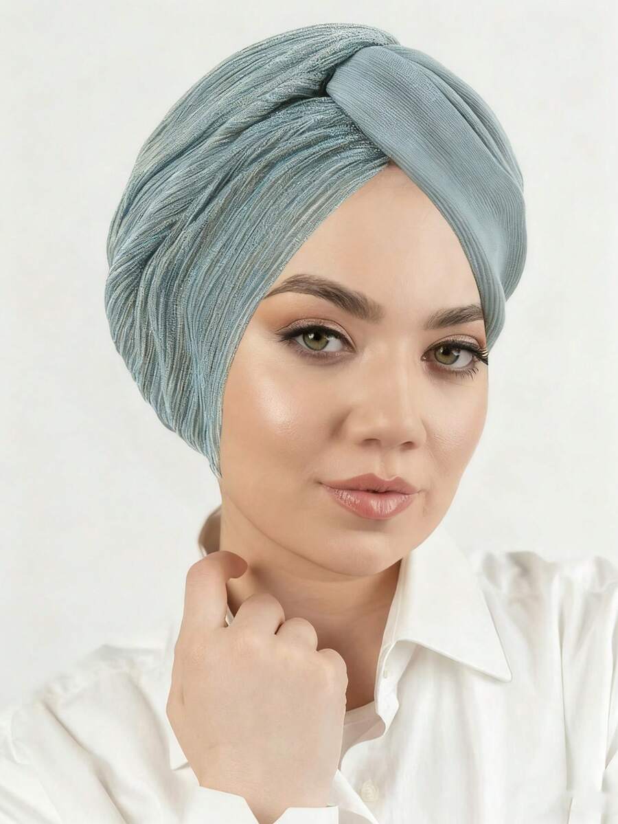 1 件女士长袍配饰纯色头巾帽子头巾头巾头带日常下帽面纱服装 - 顏色 - 查看 1