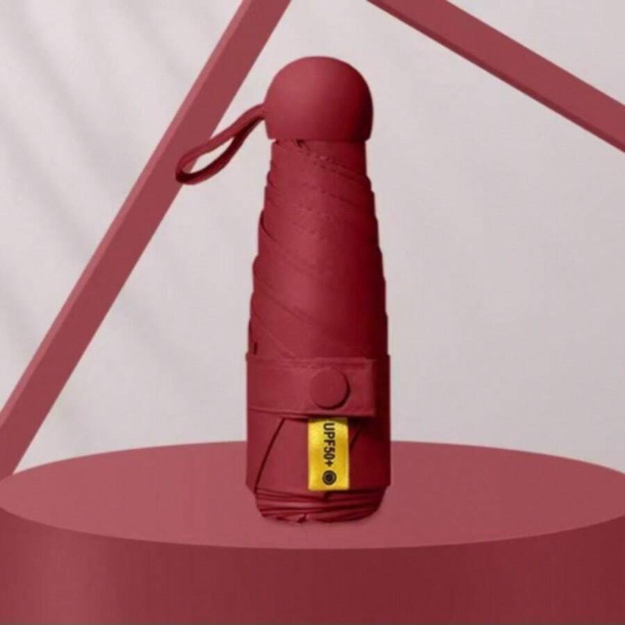 1 UV Resistant Mini Umbrella, Suitable For Sunny And Rainy Days, Portable - Đỏ - Xem 1