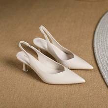 Summer Minimalist Slingback Pumps, Elegant Solid Color Stylish Stiletto High Heels, Comfort Pointed Toe Sandals, 2024 Summer Back To School Footwear, Walking Shoes For Women Office Siren Outfit, Valentine's Day, Gift For Her, Elegant Party Shoes - 香檳色 - 查看 1