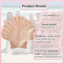 Halloween Party Seashell Bags Beach Themed Hangover Recovery Kit Stand Up Pouch Resealable Bags For Bachelorette Party FavorsBridal Party Favors Wedding Welcome Birthday Hangover Kits 10 Pcs - 香檳色 - 查看 4