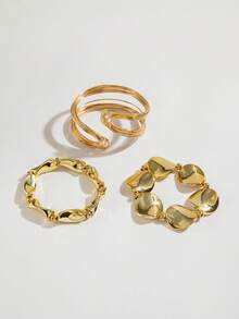 Set de 3 piezas de pulseras de joyería con diseño geométrico de línea hueca con cuentas CCB minimalista, regalo perfecto para uso diario en cualquier ocasión